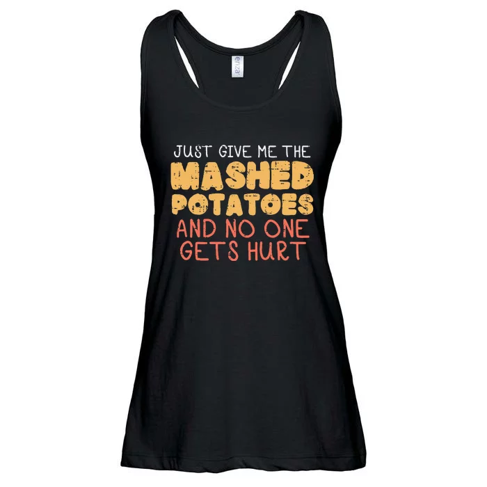 Give Me Mashed Potatoes Funny Thanksgiving Women Ladies Essential Flowy Tank