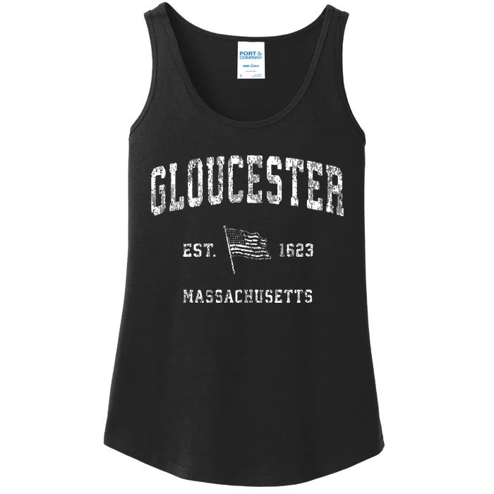 Gloucester Massachusetts Ma Vintage Us Flag Ladies Essential Tank