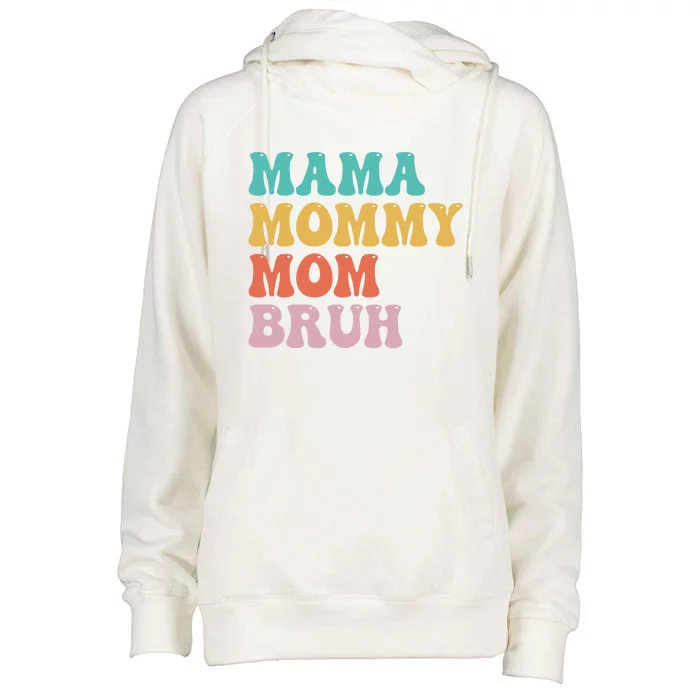 Groovy Mama Mommy Mom Bruh Funny Mother's Day Womens Funnel Neck Pullover Hood