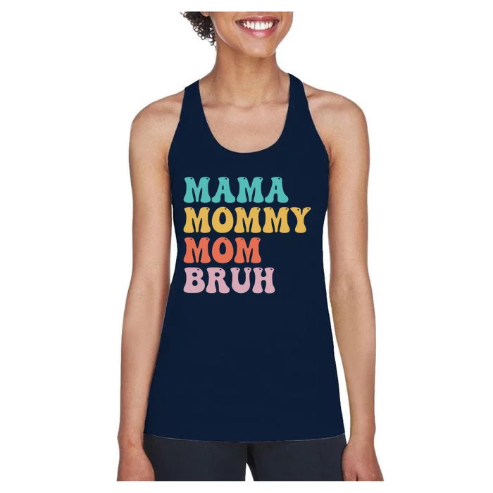 Groovy Mama Mommy Mom Bruh Funny Mother's Day Women's Racerback Tank