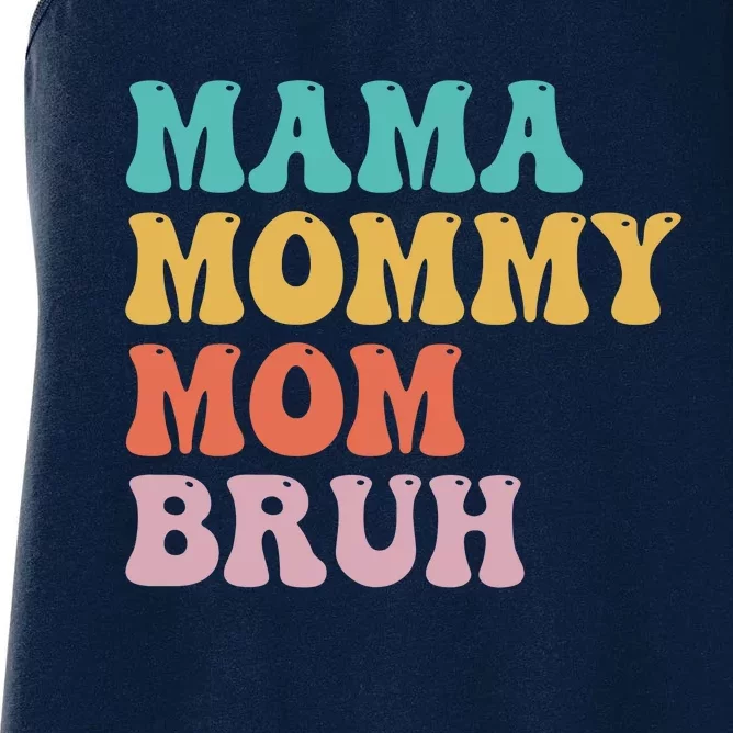 Groovy Mama Mommy Mom Bruh Funny Mother's Day Women's Racerback Tank