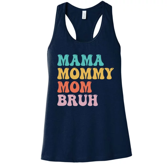 Groovy Mama Mommy Mom Bruh Funny Mother's Day Women's Racerback Tank