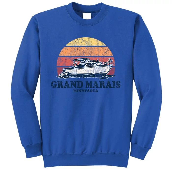 Grand Marais Mn Vintage Boating 70s Retro Boat Design Gift Sweatshirt