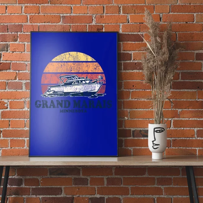 Grand Marais Mn Vintage Boating 70s Retro Boat Design Gift Poster