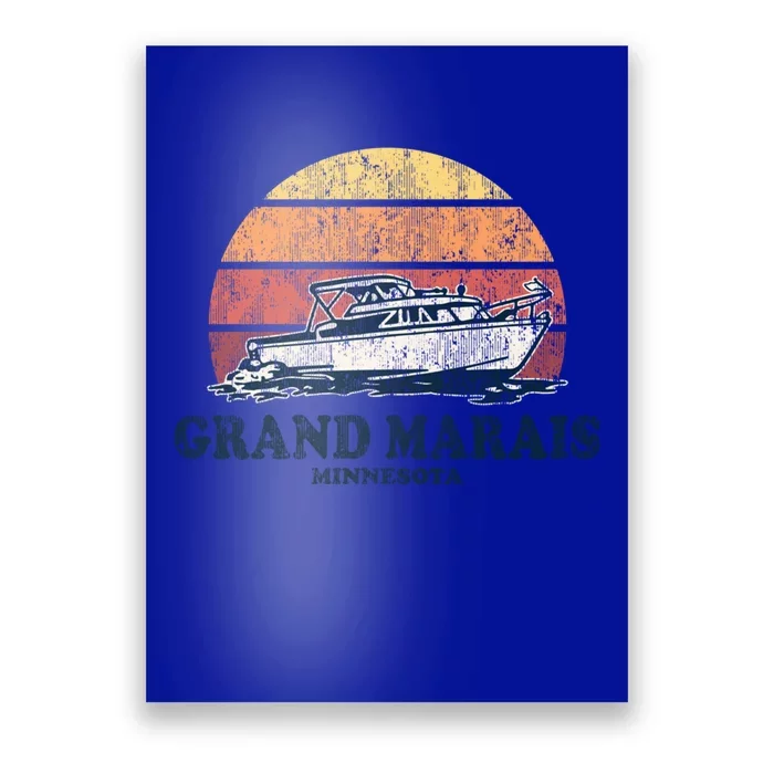 Grand Marais Mn Vintage Boating 70s Retro Boat Design Gift Poster