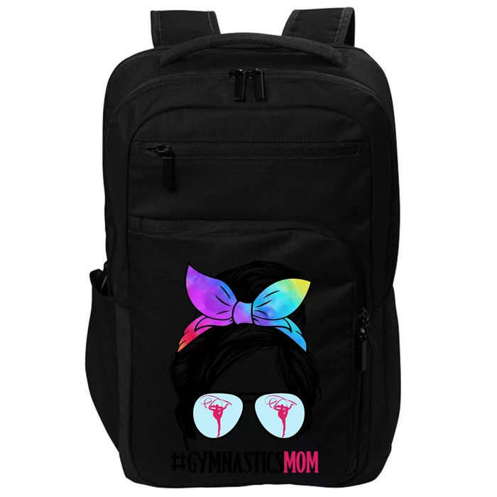 Gymnastics Mom Messy Bun Hair Glasses Gymnast Gift Impact Tech Backpack