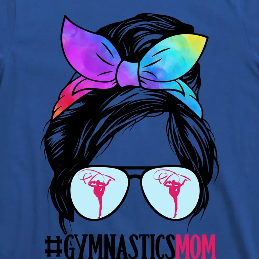 Gymnastics Mom Messy Bun Hair Glasses Gymnast Gift T-Shirt