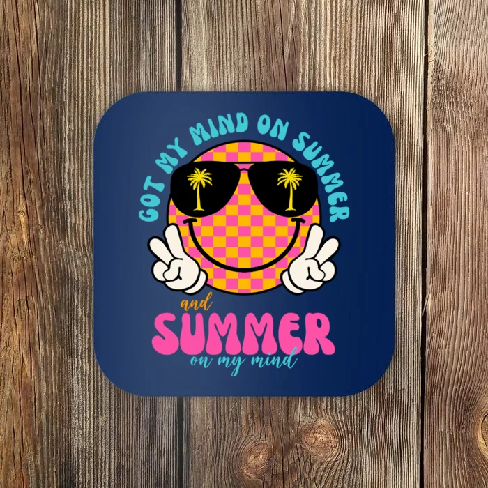 Got My Mind On Summer And Summer On My Mind Peace Smile Coaster