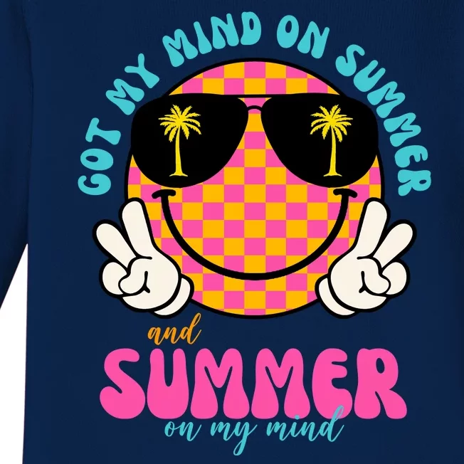 Got My Mind On Summer And Summer On My Mind Peace Smile Baby Long Sleeve Bodysuit