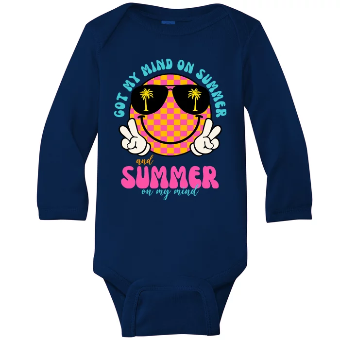 Got My Mind On Summer And Summer On My Mind Peace Smile Baby Long Sleeve Bodysuit