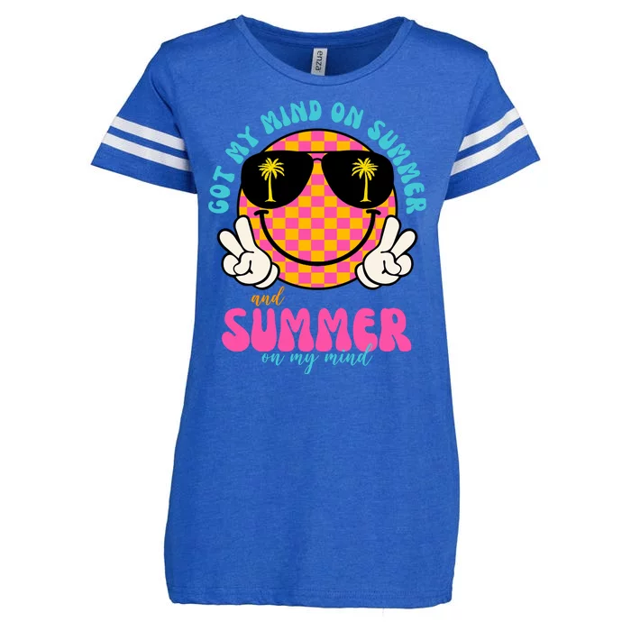 Got My Mind On Summer And Summer On My Mind Peace Smile Enza Ladies Jersey Football T-Shirt