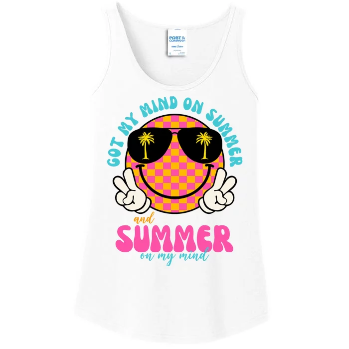 Got My Mind On Summer And Summer On My Mind Peace Smile Ladies Essential Tank