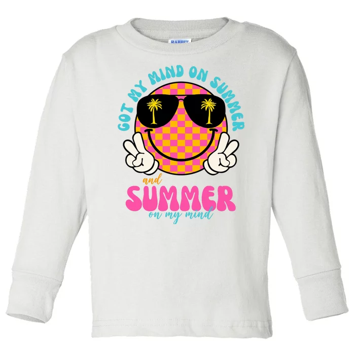 Got My Mind On Summer And Summer On My Mind Peace Smile Toddler Long Sleeve Shirt