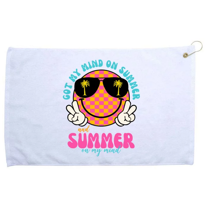 Got My Mind On Summer And Summer On My Mind Peace Smile Grommeted Golf Towel