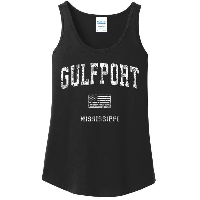 Gulfport Mississippi Ms Vintage American Flag Ladies Essential Tank