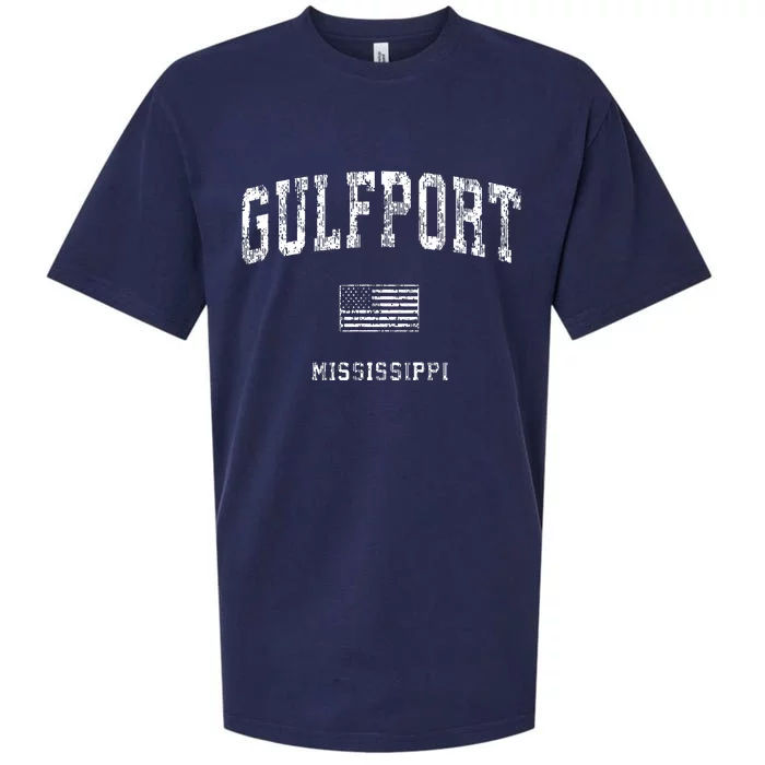 Gulfport Mississippi Ms Vintage American Flag Sueded Cloud Jersey T-Shirt