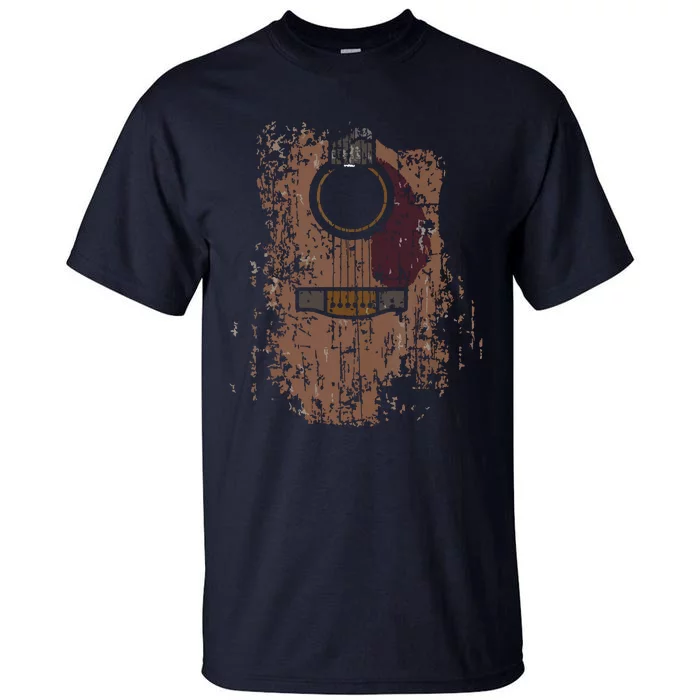 Guitar Music Musician Guitarist Distressed Acoustic Tall T-Shirt