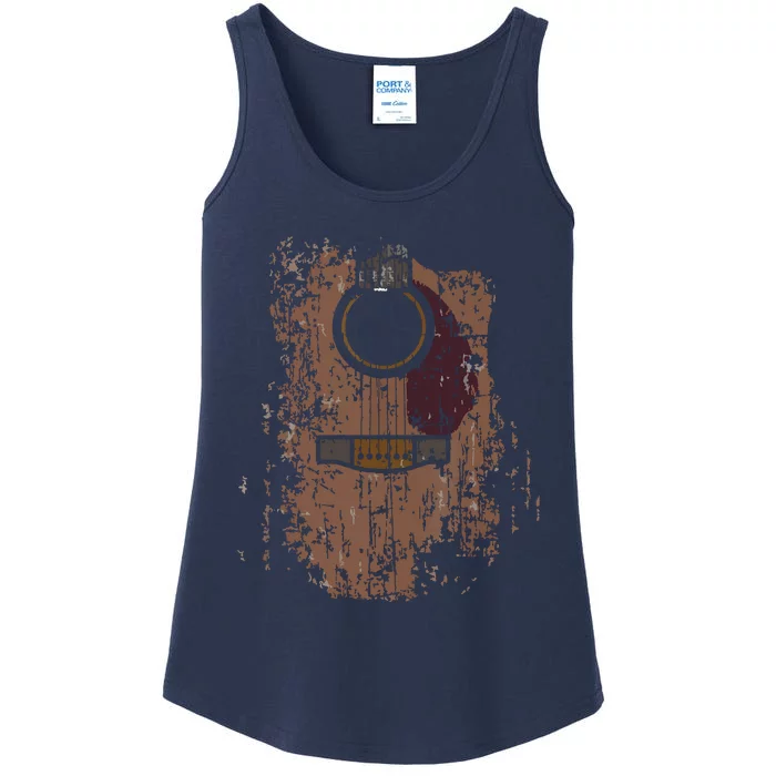 Guitar Music Musician Guitarist Distressed Acoustic Ladies Essential Tank