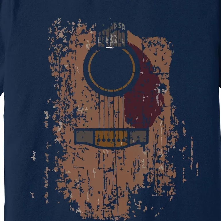 Guitar Music Musician Guitarist Distressed Acoustic Premium T-Shirt