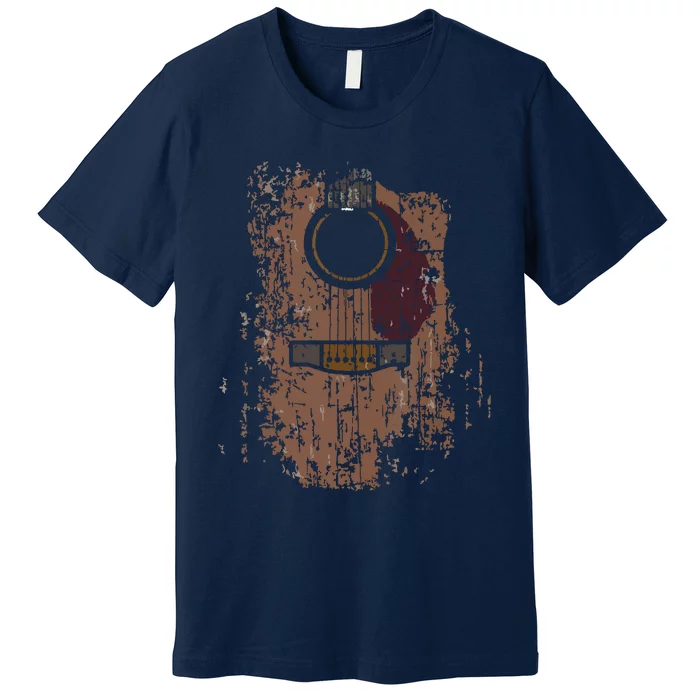 Guitar Music Musician Guitarist Distressed Acoustic Premium T-Shirt