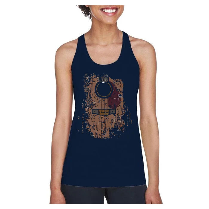 Guitar Music Musician Guitarist Distressed Acoustic Women's Racerback Tank