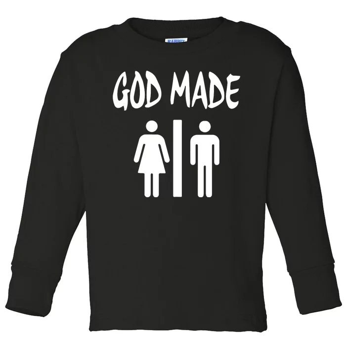 God Made Men Women Funny Christian Toddler Long Sleeve Shirt