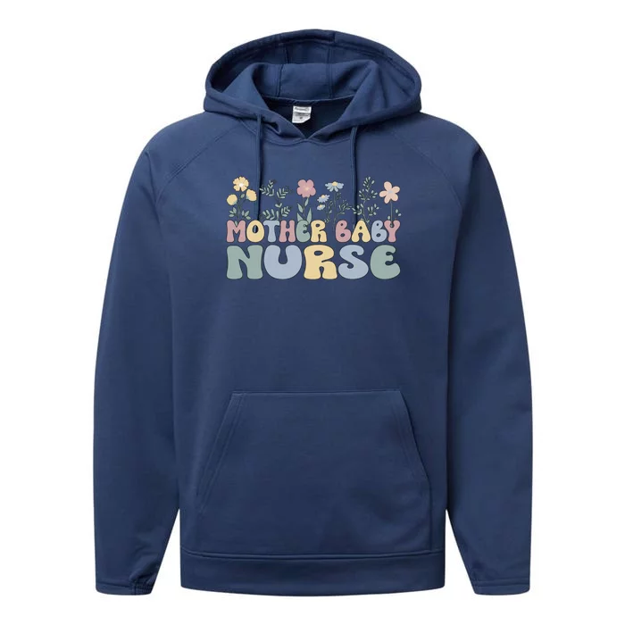 Groovy Mother Nurse Flowers Postpartum Nurse Gift Performance Fleece Hoodie