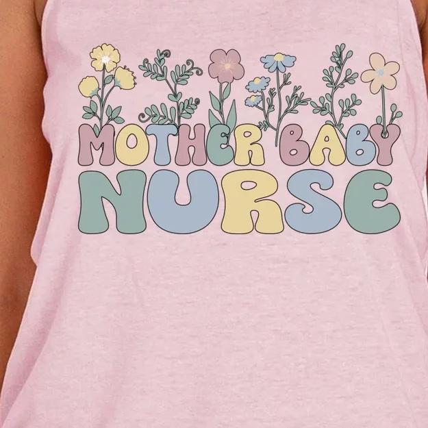 Groovy Mother Nurse Flowers Postpartum Nurse Gift Women's Knotted Racerback Tank