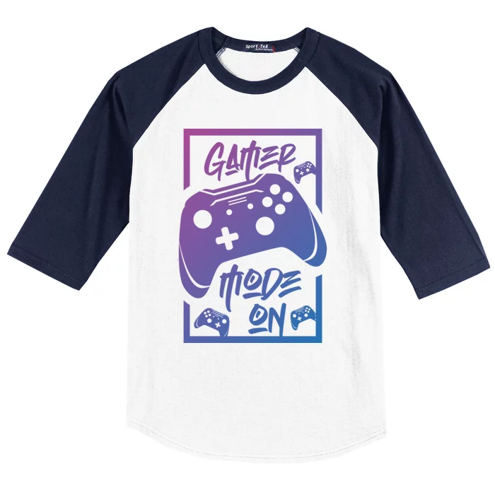 Gamer Mode On! Funny Gift Baseball Sleeve Shirt