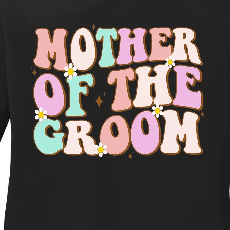 Groovy Mother Of The Groom Wedding Shower Mom From Groom Ladies Long Sleeve Shirt