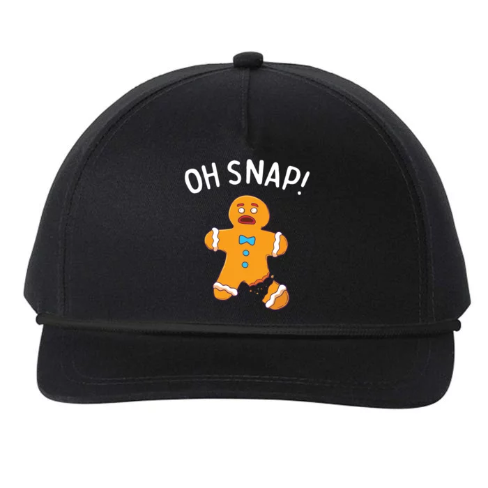 Gingerbread Man Oh Snap Christmas Funny Cookie Baking Gift Short Sleeve Snapback Five-Panel Rope Hat