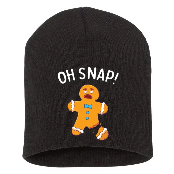 Gingerbread Man Oh Snap Christmas Funny Cookie Baking Gift Short Sleeve Short Acrylic Beanie