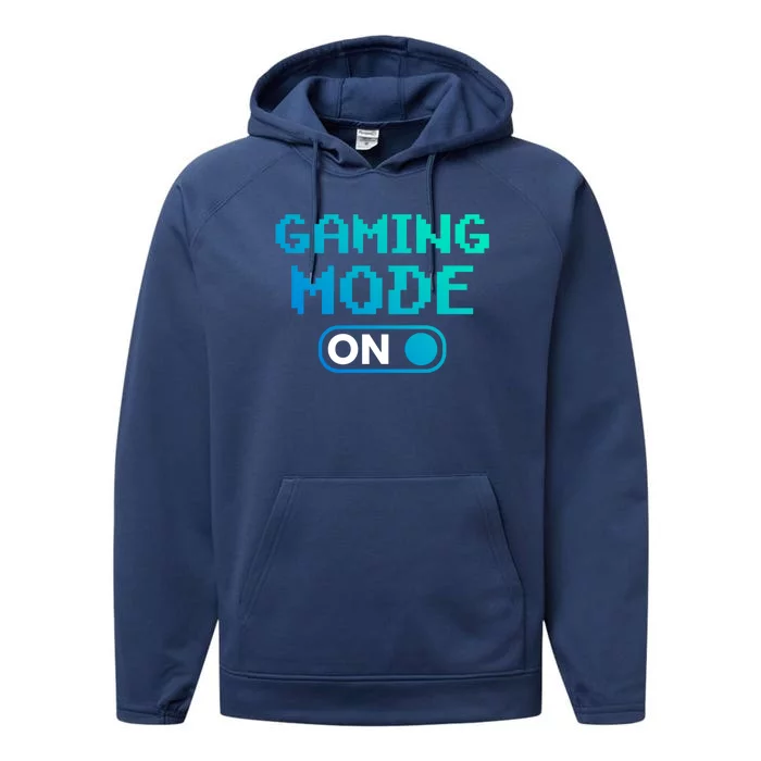 Gaming Mode On Gamers Pixelated Quote Cute Gift Performance Fleece Hoodie