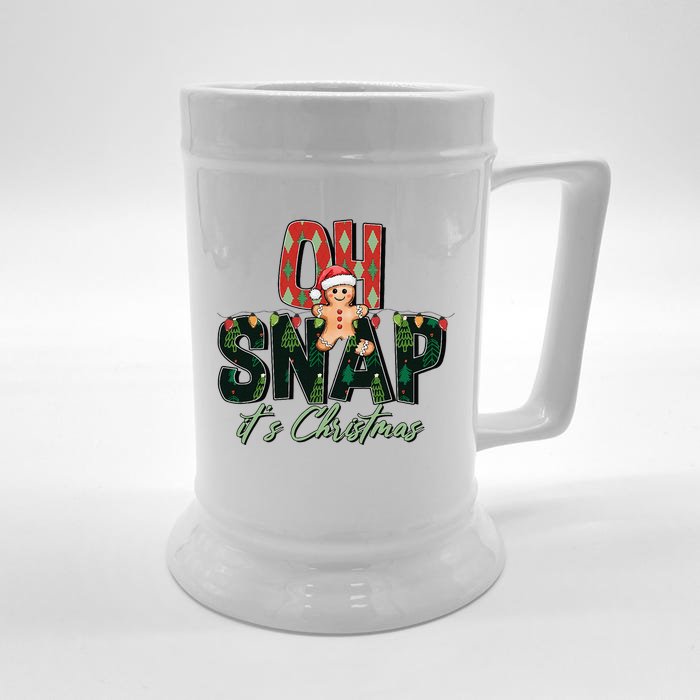 Gingerbread Man Oh Snap Christmas Funny Cookie Baking Front & Back Beer Stein