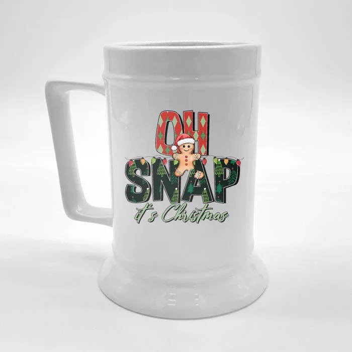 Gingerbread Man Oh Snap Christmas Funny Cookie Baking Front & Back Beer Stein