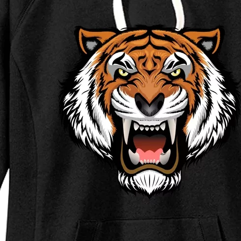 Growling Mouth Open Bengal Tiger Women's Fleece Hoodie