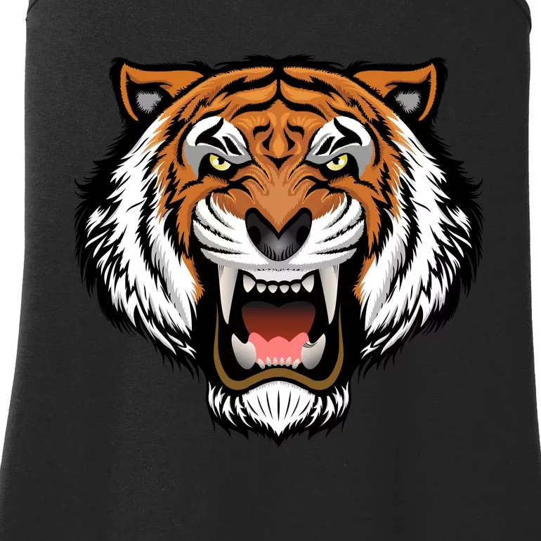 Growling Mouth Open Bengal Tiger Ladies Essential Tank