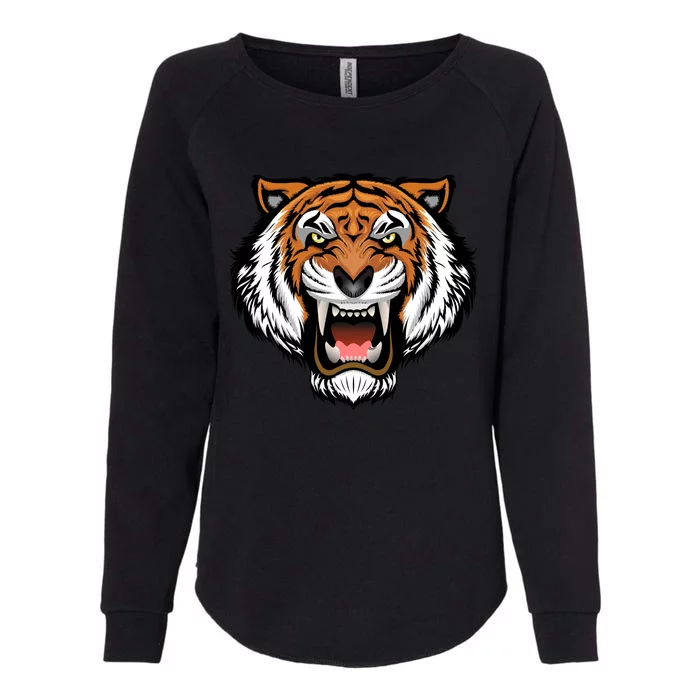 Growling Mouth Open Bengal Tiger Womens California Wash Sweatshirt