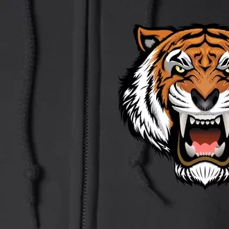 Growling Mouth Open Bengal Tiger Full Zip Hoodie