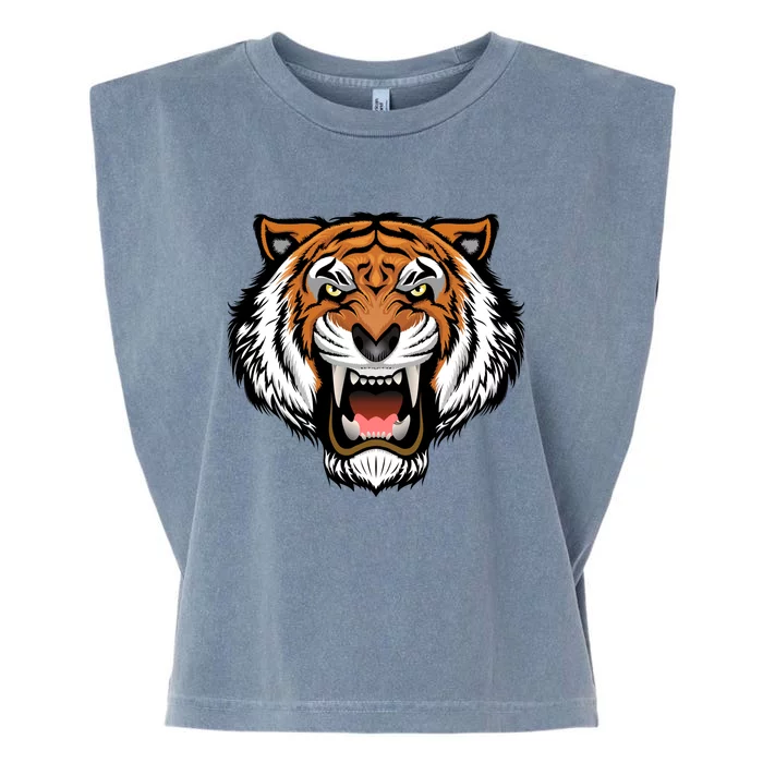 Growling Mouth Open Bengal Tiger Garment-Dyed Women's Muscle Tee