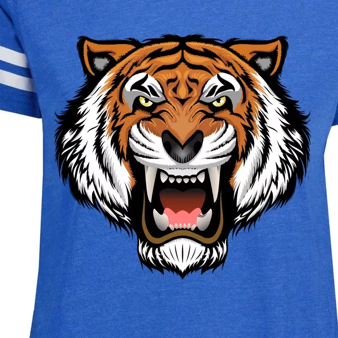 Growling Mouth Open Bengal Tiger Enza Ladies Jersey Football T-Shirt