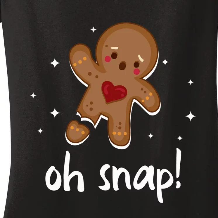 Gingerbread Man Oh Snap Funny Cute Christmas Women's V-Neck T-Shirt