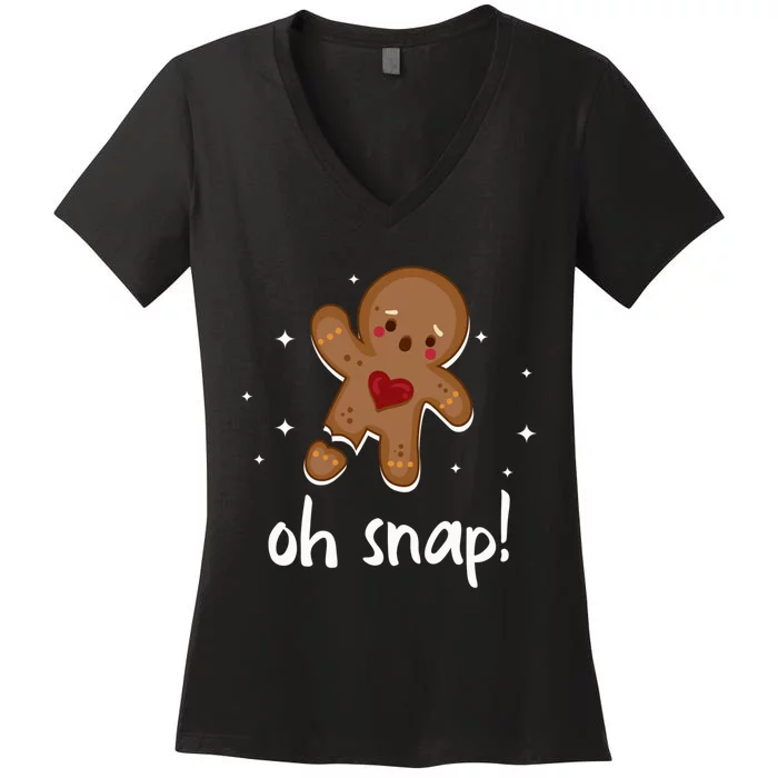 Gingerbread Man Oh Snap Funny Cute Christmas Women's V-Neck T-Shirt