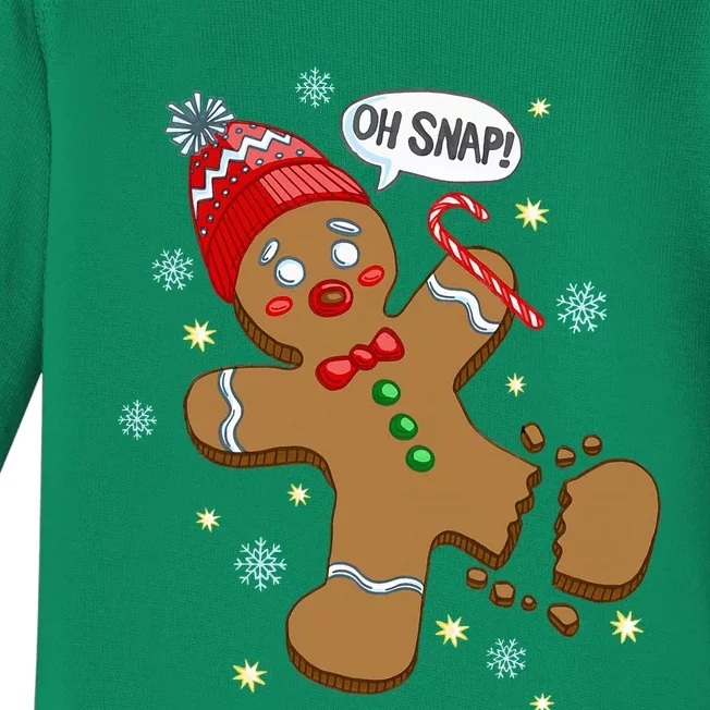 Gingerbread Man Oh Snap Christmas Baby Long Sleeve Bodysuit