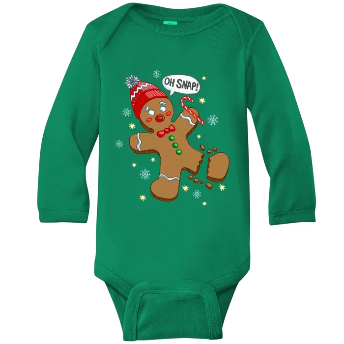 Gingerbread Man Oh Snap Christmas Baby Long Sleeve Bodysuit