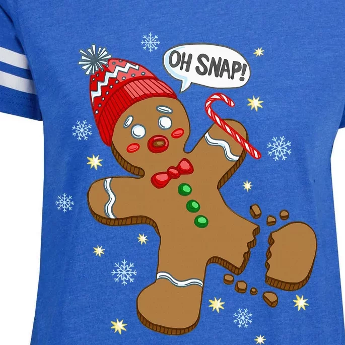 Gingerbread Man Oh Snap Christmas Enza Ladies Jersey Football T-Shirt