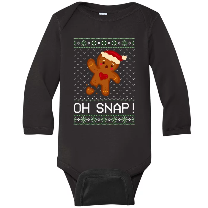 Gingerbread Man Oh Snap Christmas Cookie Baby Long Sleeve Bodysuit