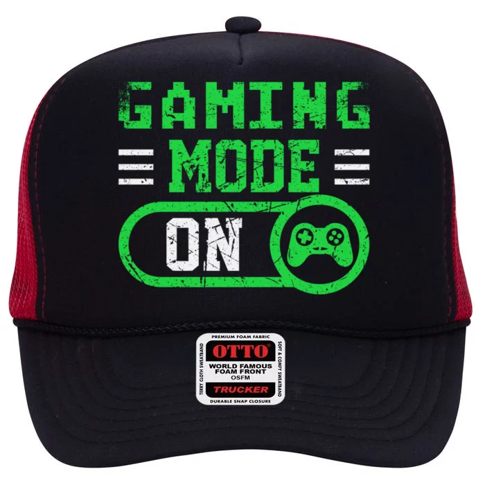 Gaming Mode On Distressed Video Game Controller Gamer Great Gift High Crown Mesh Trucker Hat