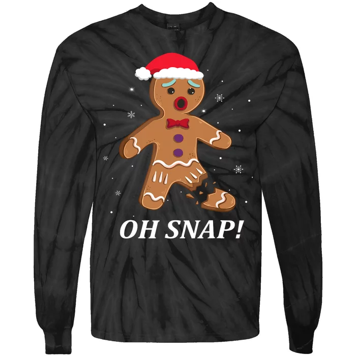 Gingerbread Man Oh Snap Christmas Cookie Costume Baking Team Tie-Dye Long Sleeve Shirt