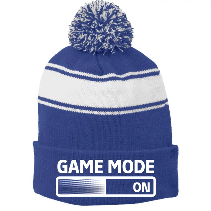 Game Mode On Cool Gaming Gamer Video Games Gift Gift Stripe Pom Pom Beanie